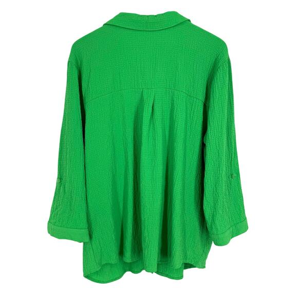 NEW NWT Adrienne Vittadini Plus Size 2X Green Wearable Art Blouse Shirt Top - Picture 8 of 8